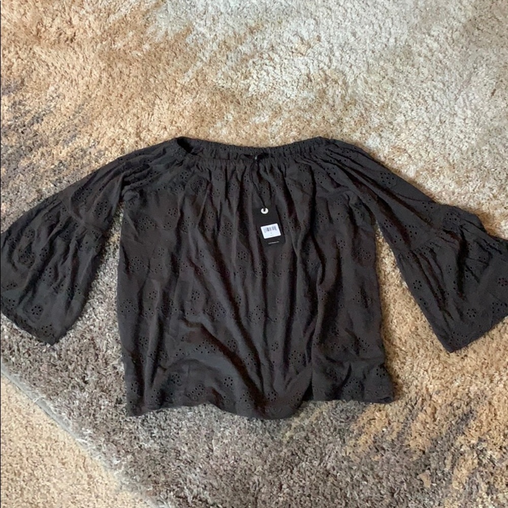Lucky brand off the shoulder eyelet top sz XL NWT